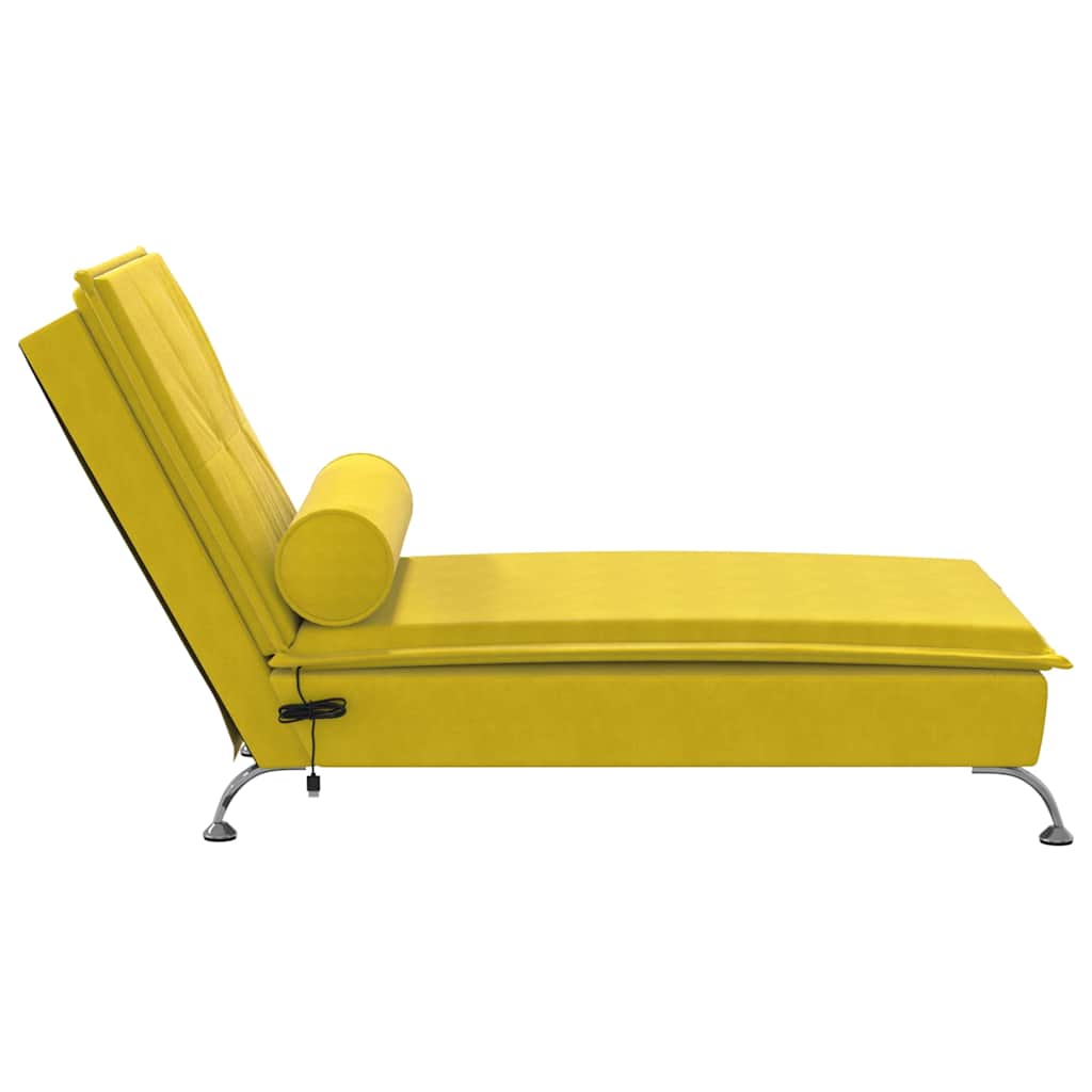 Chaise Longue Massaggi con Cuscino a Rullo Giallo in Velluto - homemem39