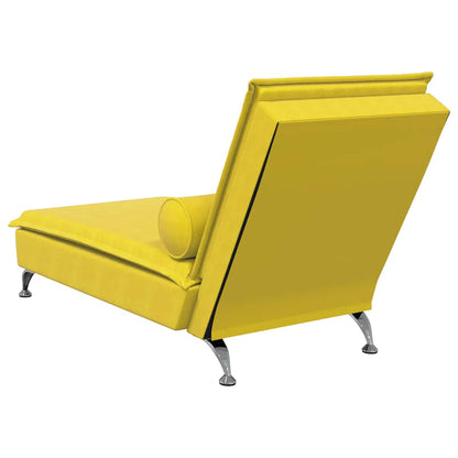 Chaise Longue Massaggi con Cuscino a Rullo Giallo in Velluto - homemem39
