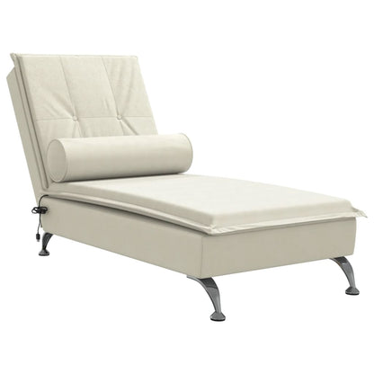 Chaise Longue Massaggi con Cuscino a Rullo Crema in Velluto