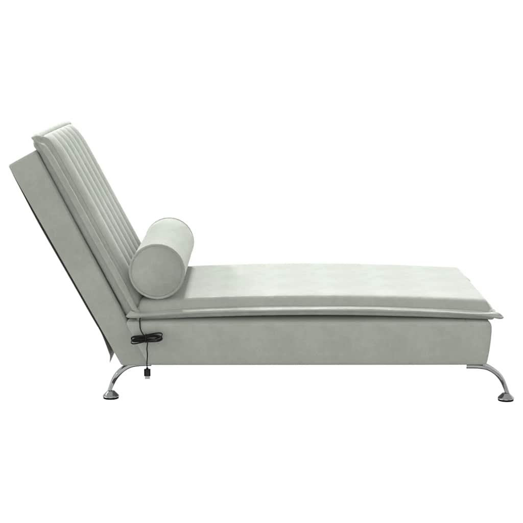 Chaise Longue Massaggi Cuscino a Rullo Grigio Chiaro in Velluto - homemem39