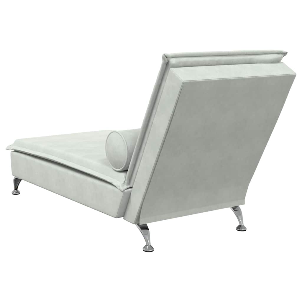 Chaise Longue Massaggi Cuscino a Rullo Grigio Chiaro in Velluto - homemem39