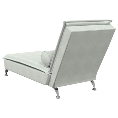 Chaise Longue Massaggi Cuscino a Rullo Grigio Chiaro in Velluto - homemem39