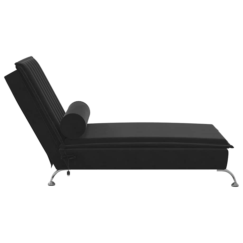 Chaise Longue Massaggi con Cuscino a Rullo Nero in Velluto - homemem39