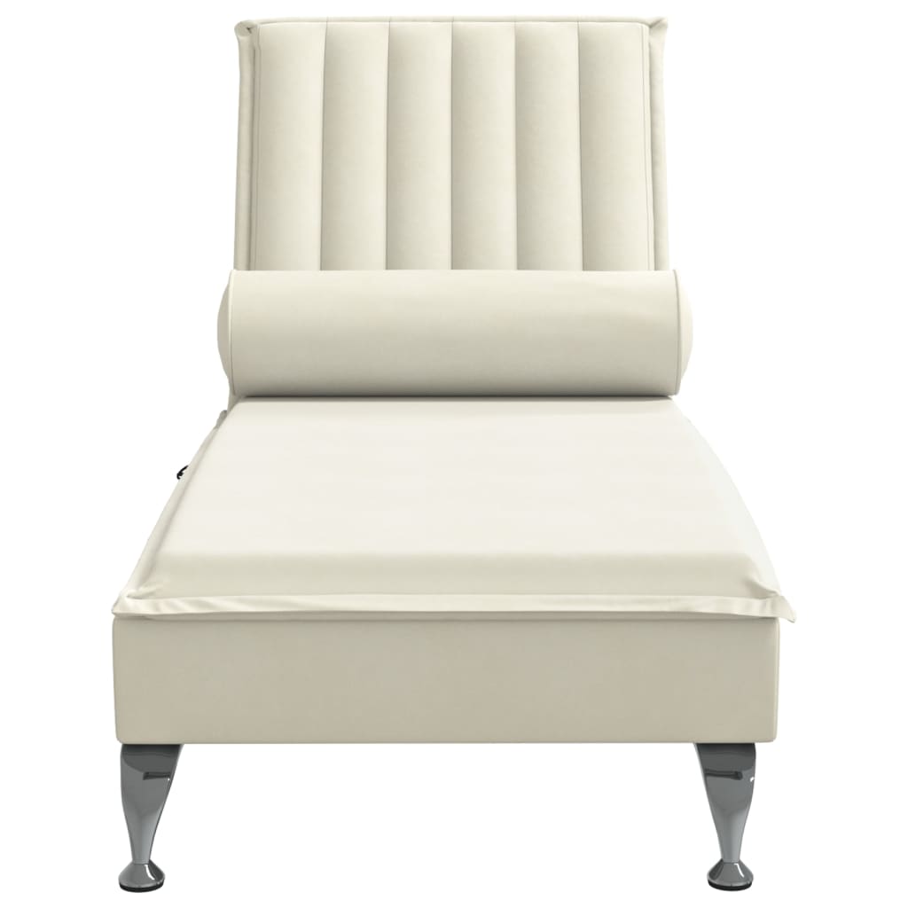 Chaise Longue Massaggi con Cuscino a Rullo Crema in Velluto