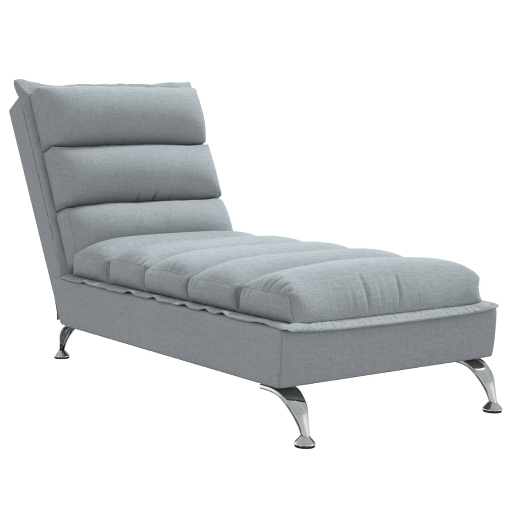 Chaise Longue con Cuscini Grigio Chiaro in Tessuto