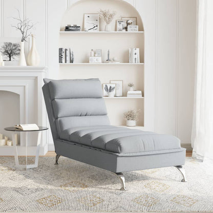 Chaise Longue con Cuscini Grigio Chiaro in Tessuto