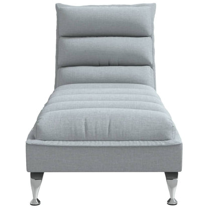 Chaise Longue con Cuscini Grigio Chiaro in Tessuto