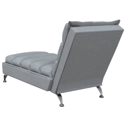 Chaise Longue con Cuscini Grigio Chiaro in Tessuto