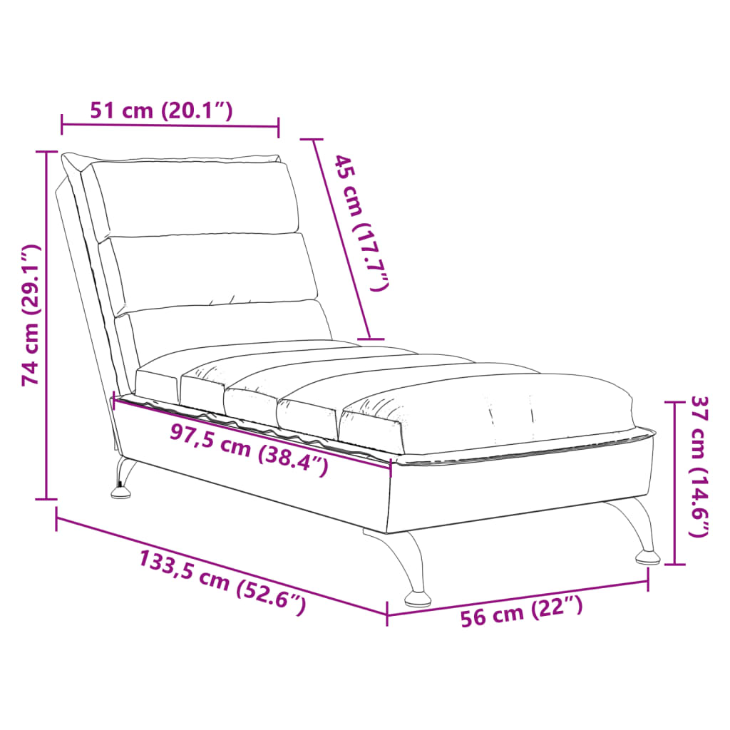 Chaise Longue con Cuscini Grigio Chiaro in Tessuto