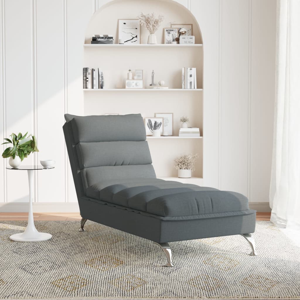 Chaise Longue con Cuscini Grigio Scuro in Tessuto - homemem39