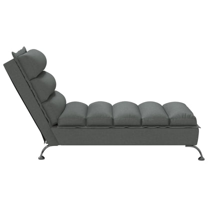 Chaise Longue con Cuscini Grigio Scuro in Tessuto - homemem39