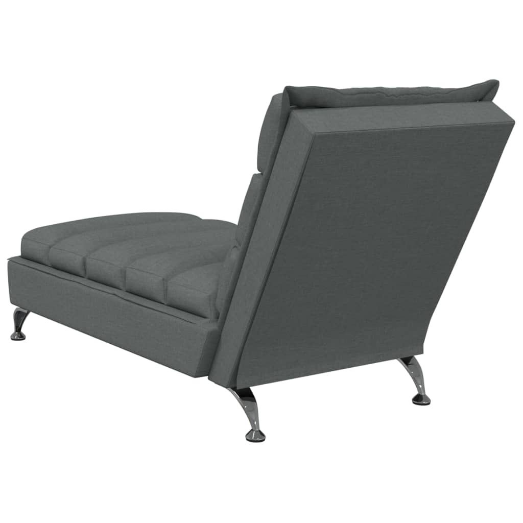 Chaise Longue con Cuscini Grigio Scuro in Tessuto