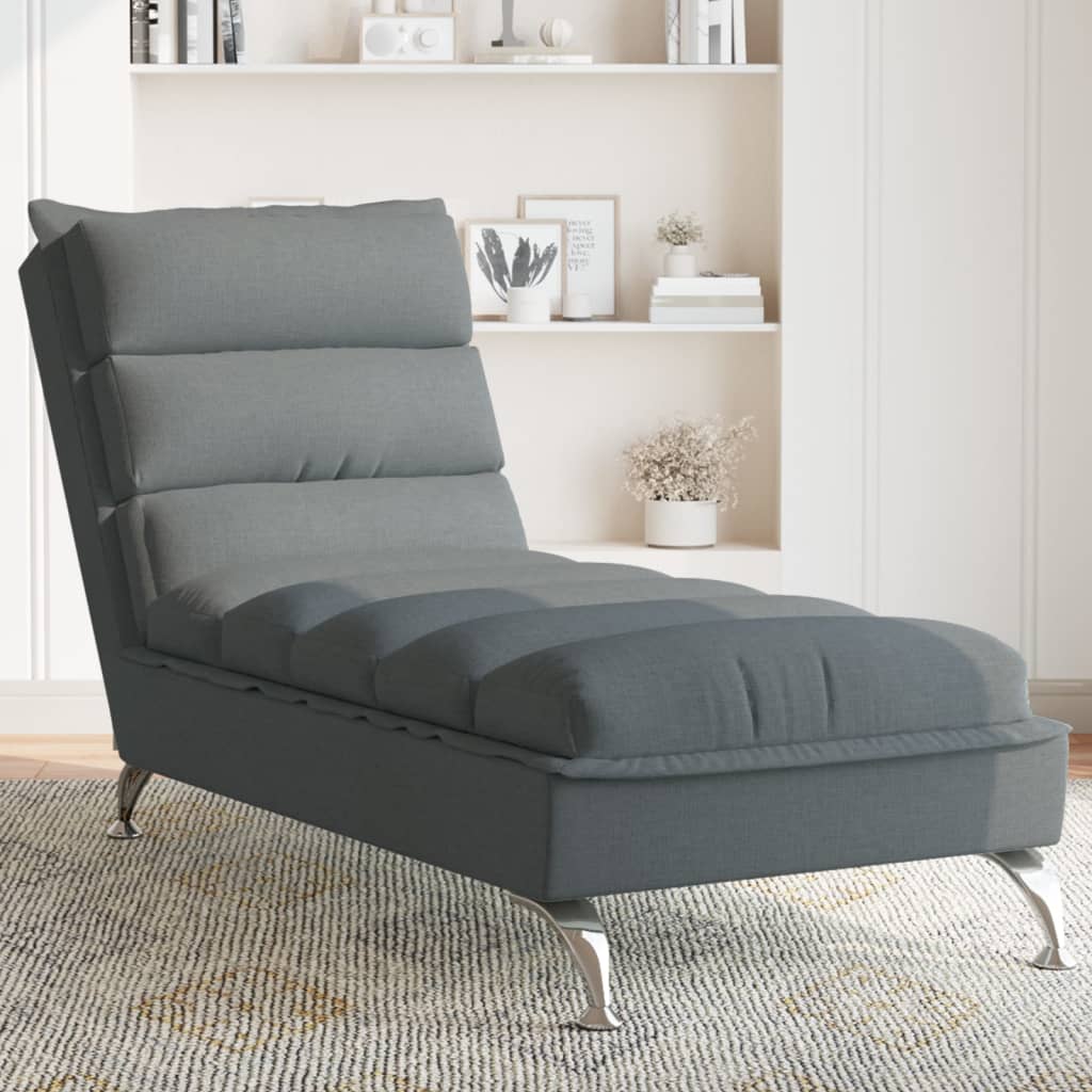 Chaise Longue con Cuscini Grigio Scuro in Tessuto - homemem39