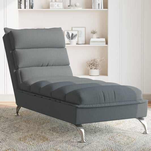 Chaise Longue con Cuscini Grigio Scuro in Tessuto - homemem39