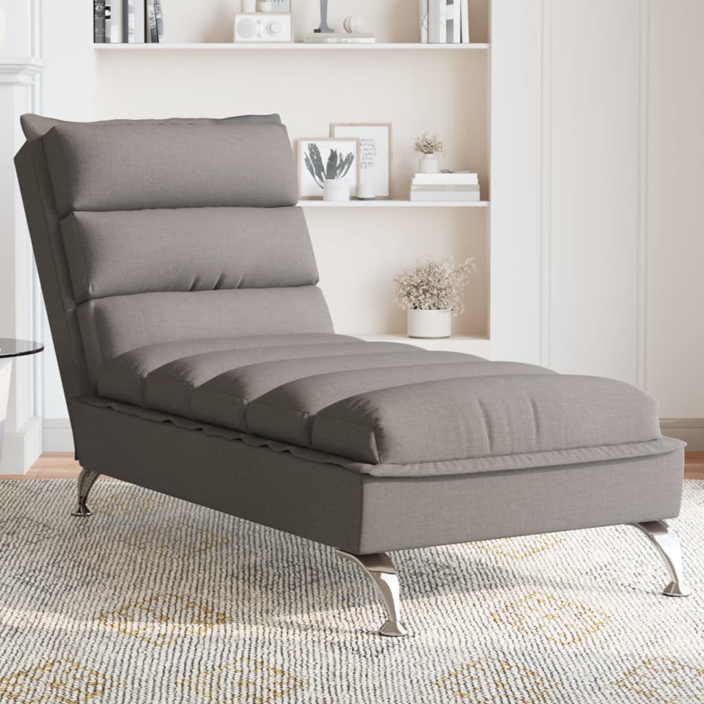 Chaise Longue con Cuscini Tortora in Tessuto