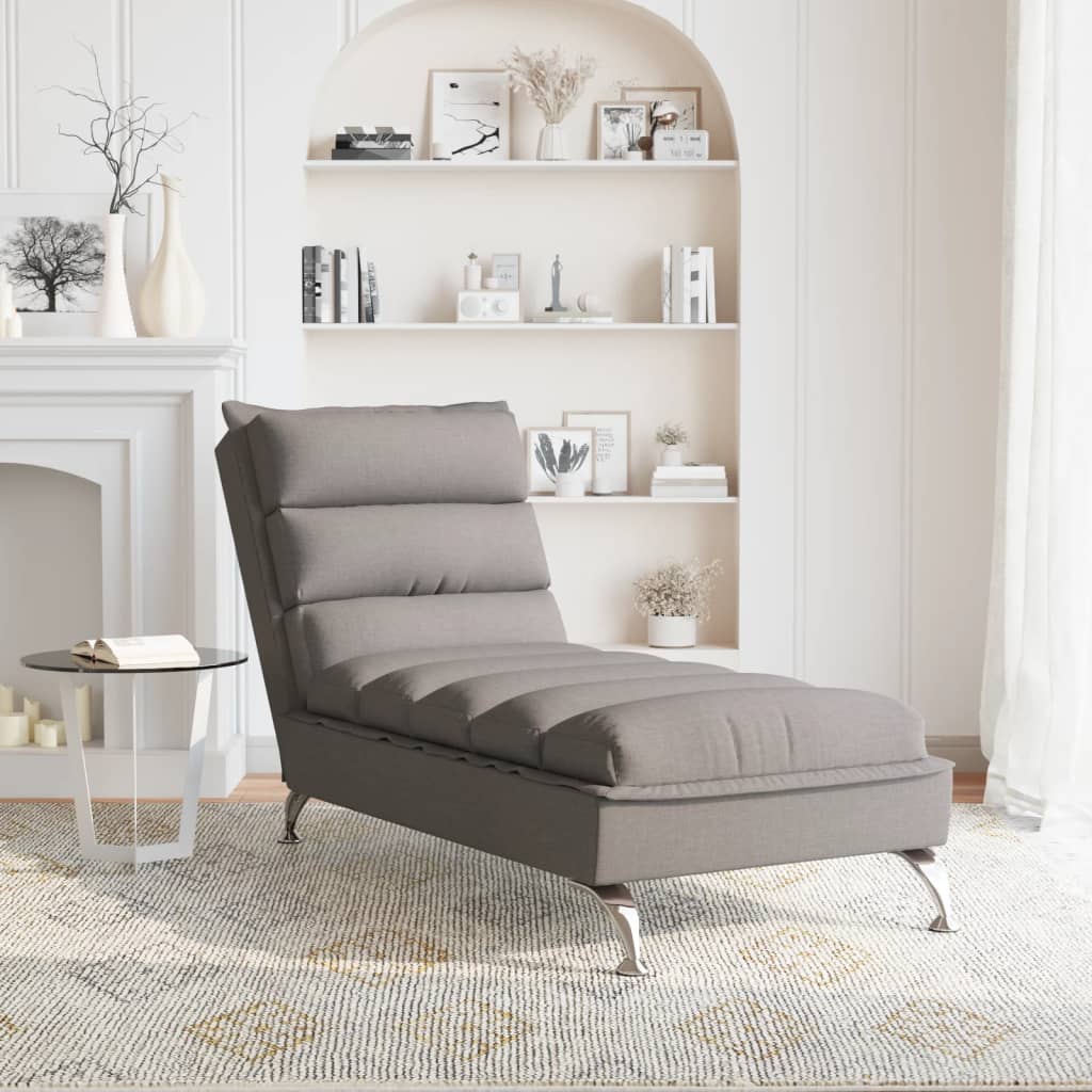 Chaise Longue con Cuscini Tortora in Tessuto