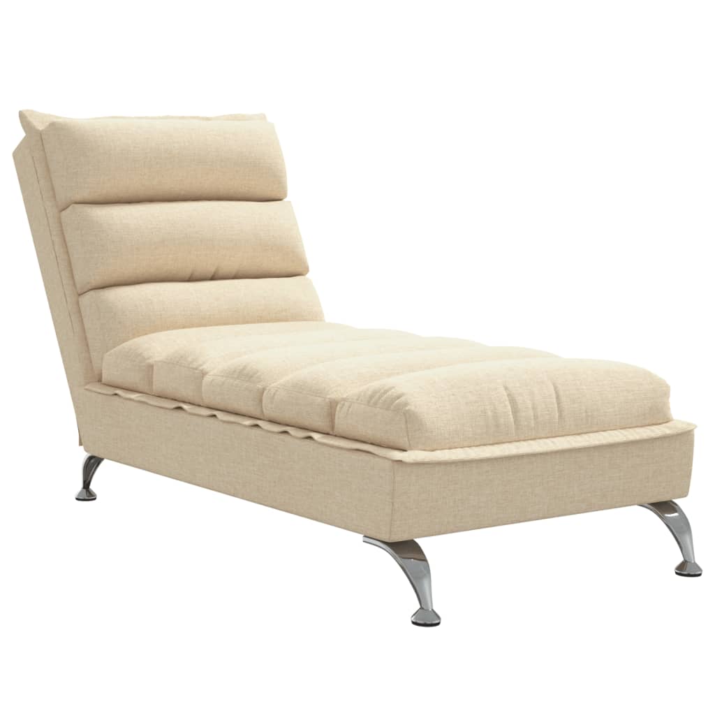 Chaise Longue con Cuscini Crema in Tessuto