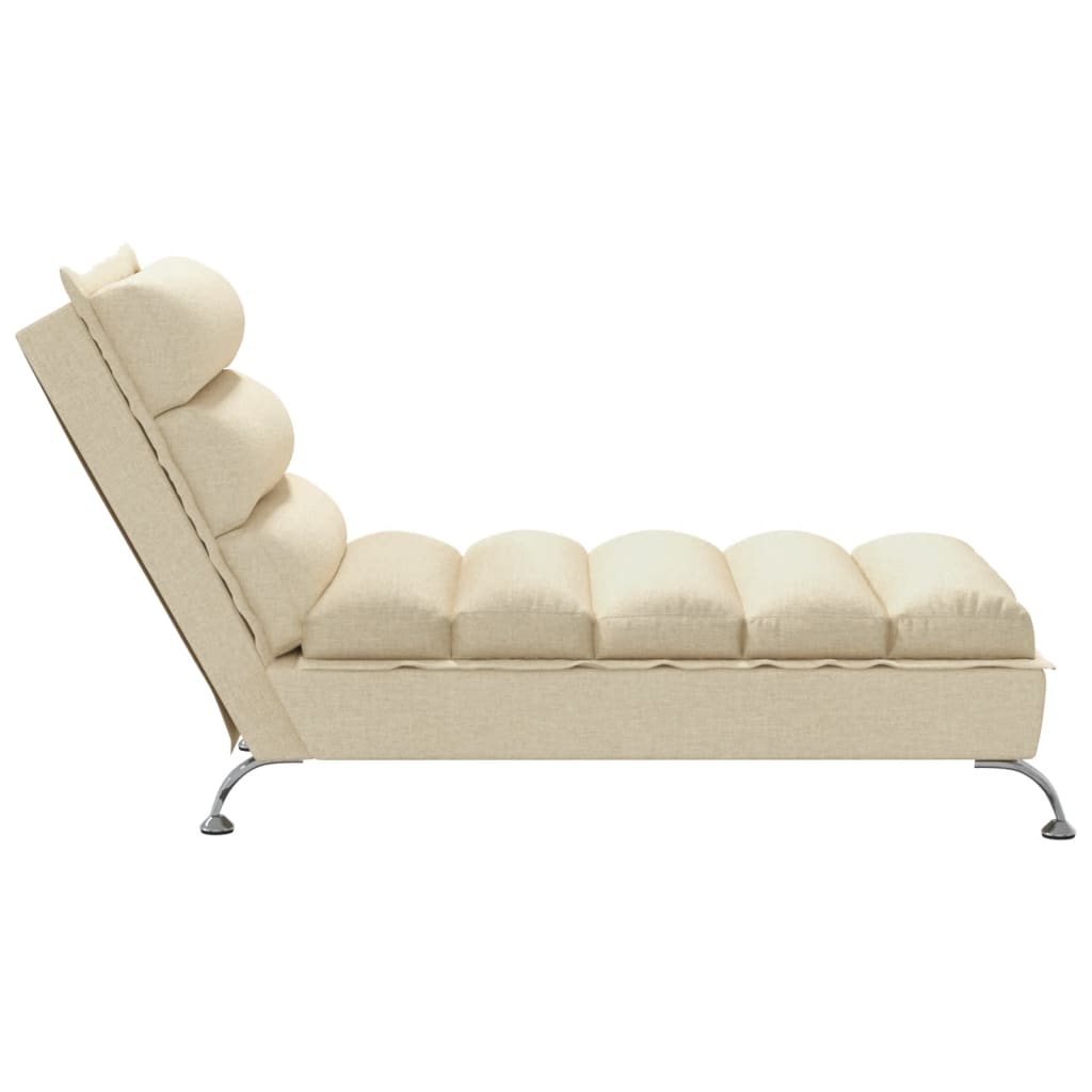 Chaise Longue con Cuscini Crema in Tessuto