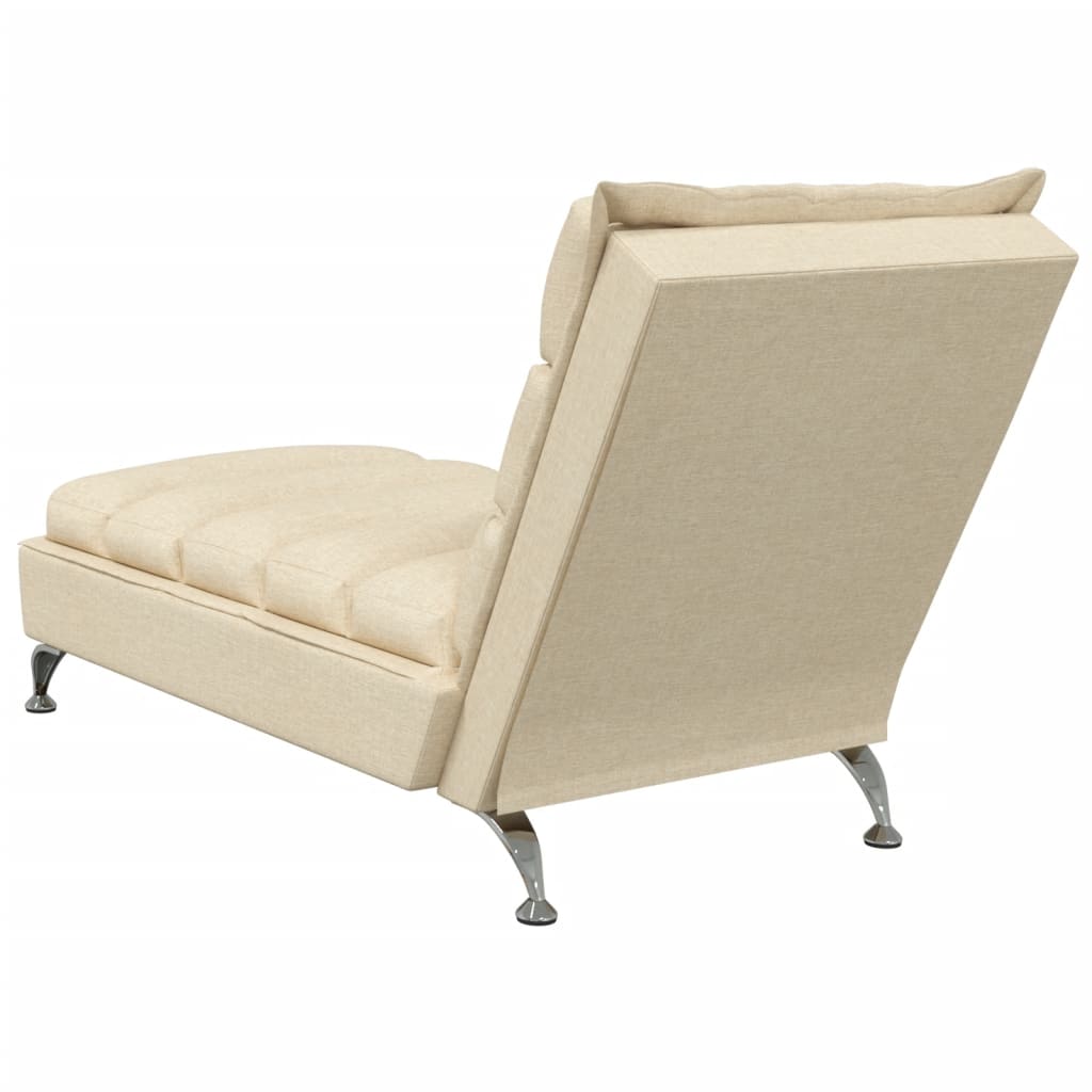 Chaise Longue con Cuscini Crema in Tessuto