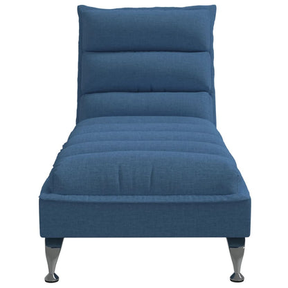 Chaise Longue con Cuscini Blu in Tessuto