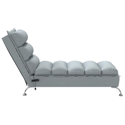 Chaise Longue Massaggi con Cuscini Grigio Chiaro in Tessuto