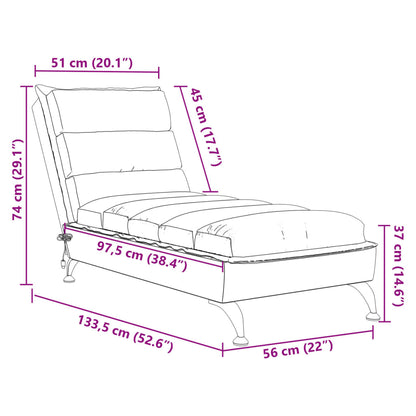 Chaise Longue Massaggi con Cuscini Marrone in Tessuto