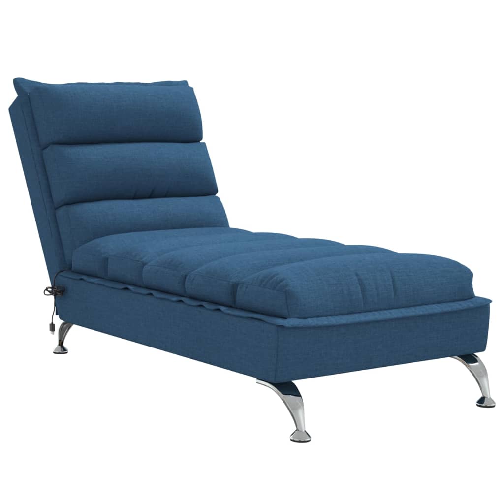 Chaise Longue Massaggi con Cuscini Blu in Tessuto