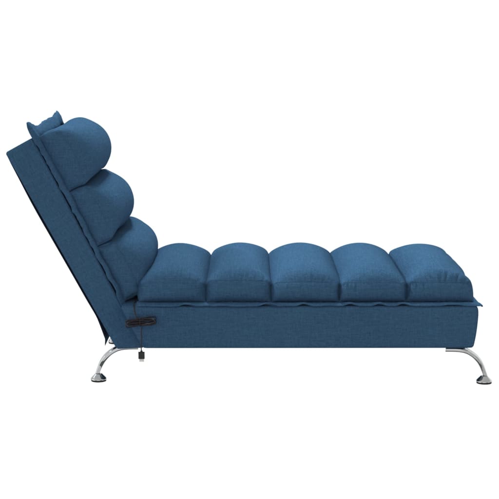 Chaise Longue Massaggi con Cuscini Blu in Tessuto