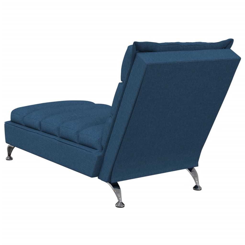 Chaise Longue Massaggi con Cuscini Blu in Tessuto