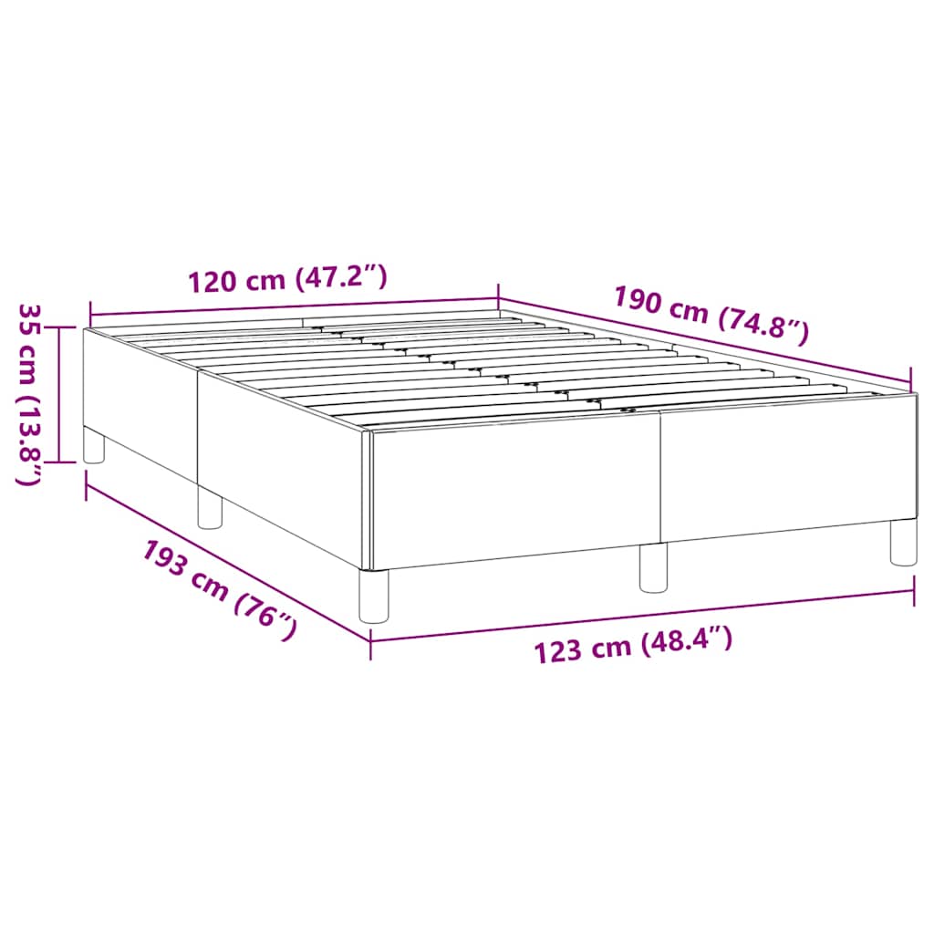 Giroletto senza Materasso Grigio Scuro 120x190 cm in Tessuto