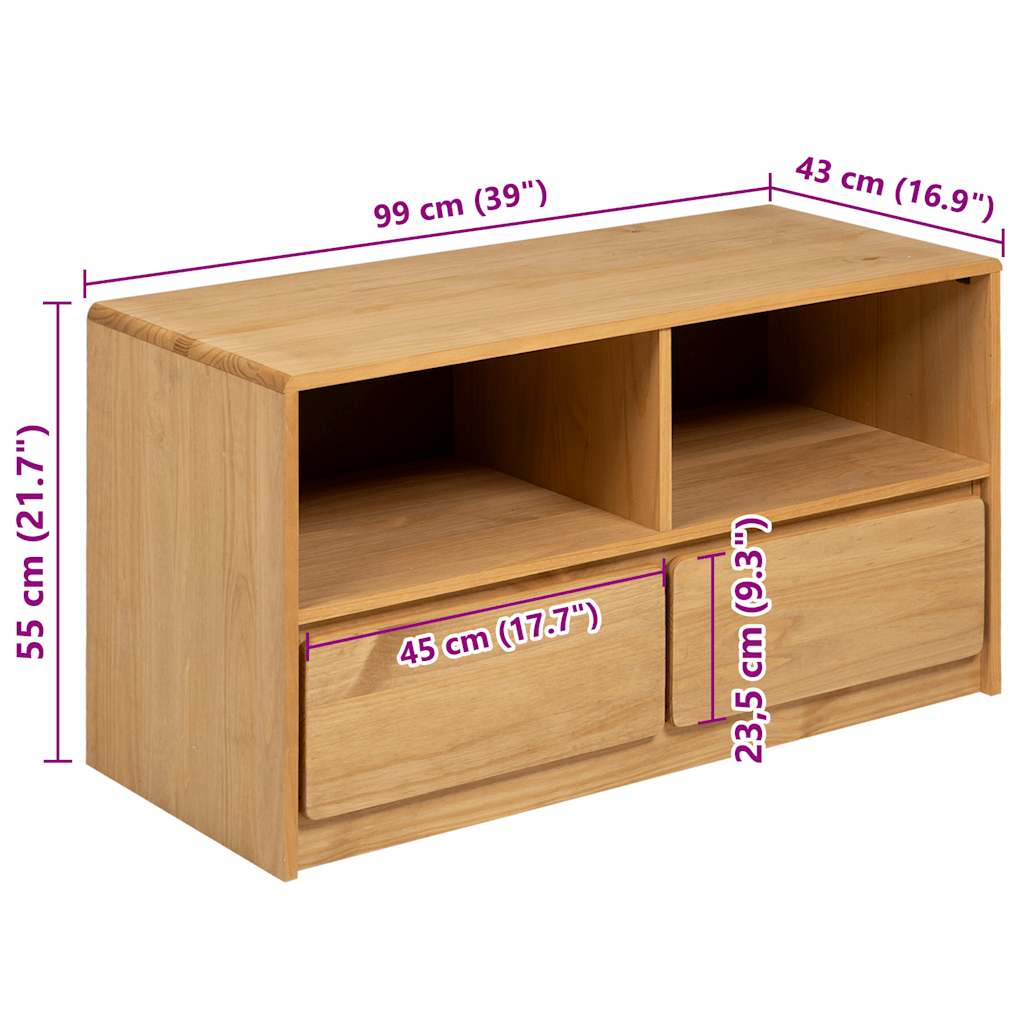 Mobile TV SAUDA Rovere 99x43x55 cm in Legno Massello di Pino - homemem39