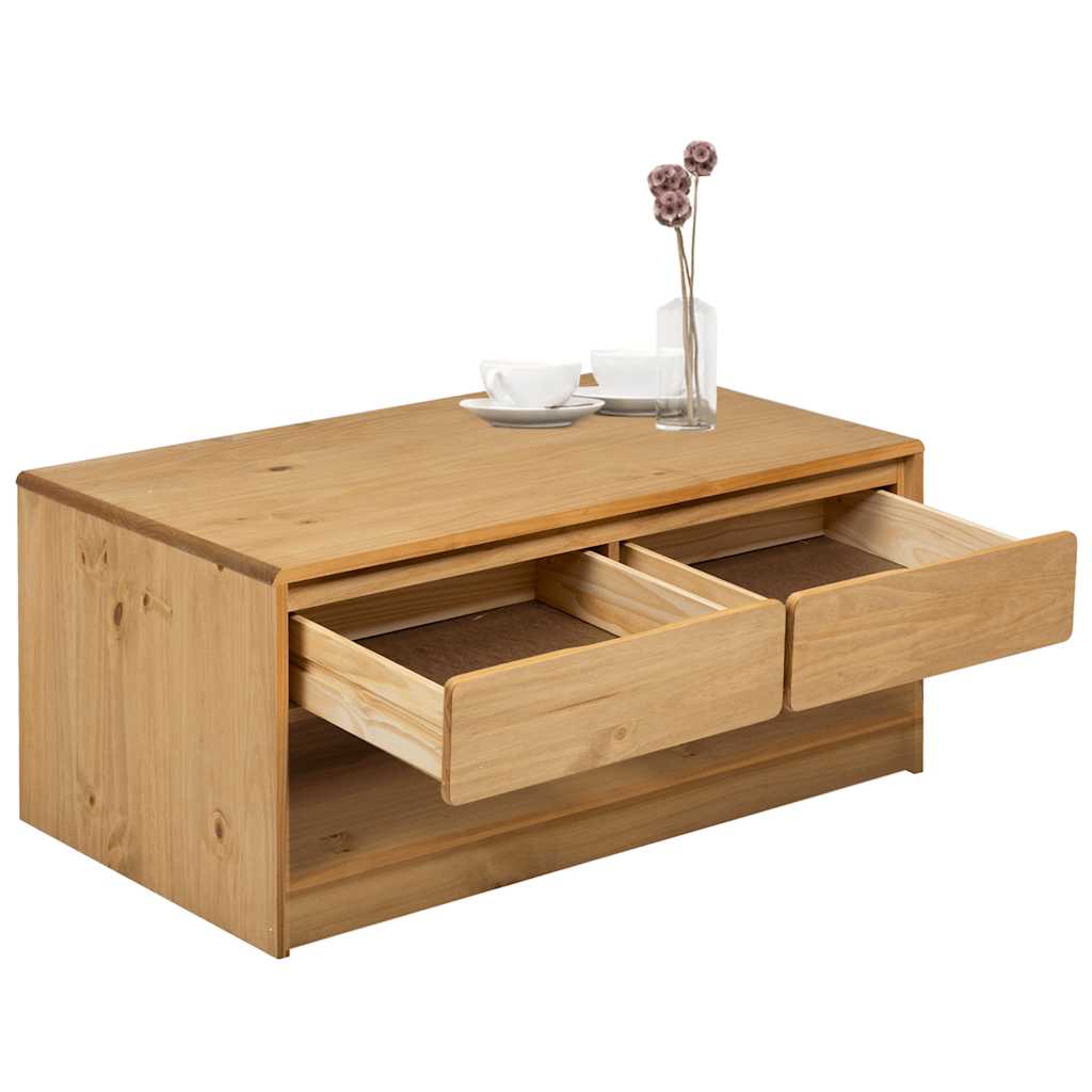 Tavolino Salotto SAUDA Rovere 99x55x45 cm Legno Massello Pino