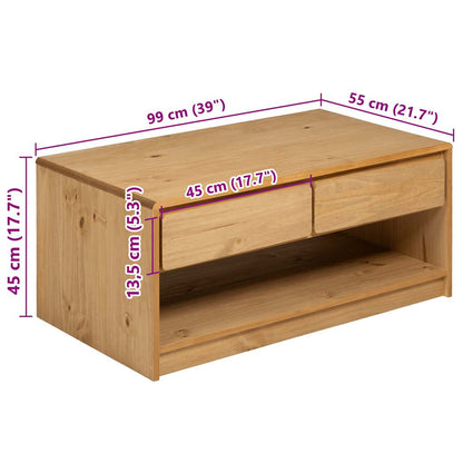 Tavolino Salotto SAUDA Rovere 99x55x45 cm Legno Massello Pino
