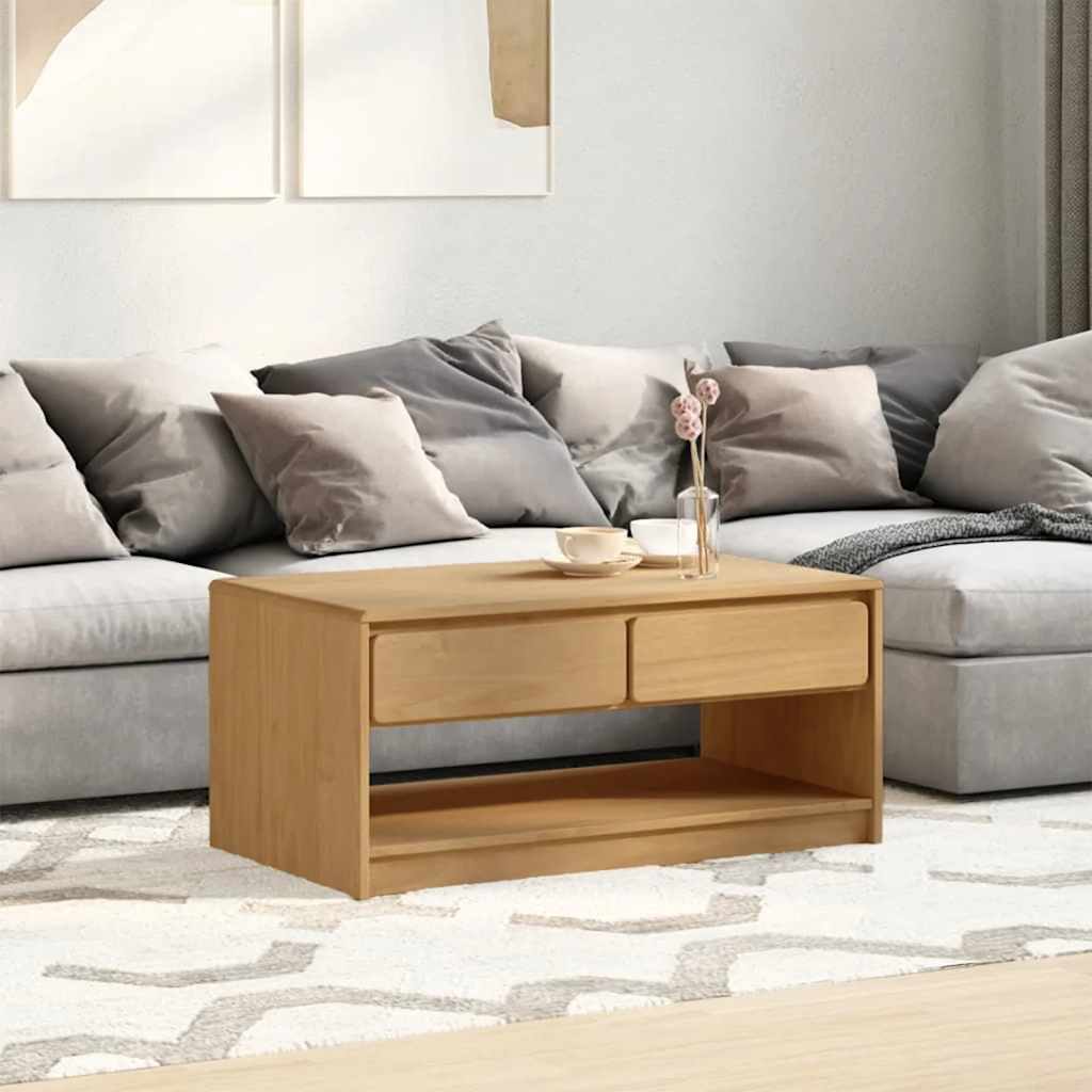 Tavolino Salotto SAUDA Rovere 99x55x45 cm Legno Massello Pino