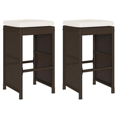 Sgabelli da Bar con Cuscini 2 pz Marroni in Polyrattan | homemem39