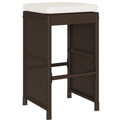 Sgabelli da Bar con Cuscini 2 pz Marroni in Polyrattan - homemem39