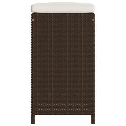 Sgabelli da Bar con Cuscini 2 pz Marroni in Polyrattan | homemem39