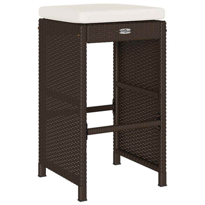 Sgabelli da Bar con Cuscini 2 pz Marroni in Polyrattan | homemem39