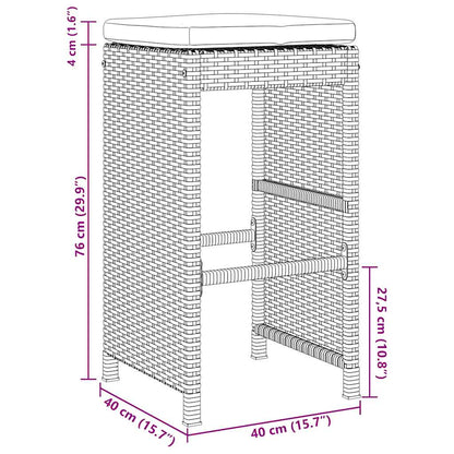 Sgabelli da Bar con Cuscini 2 pz Marroni in Polyrattan | homemem39