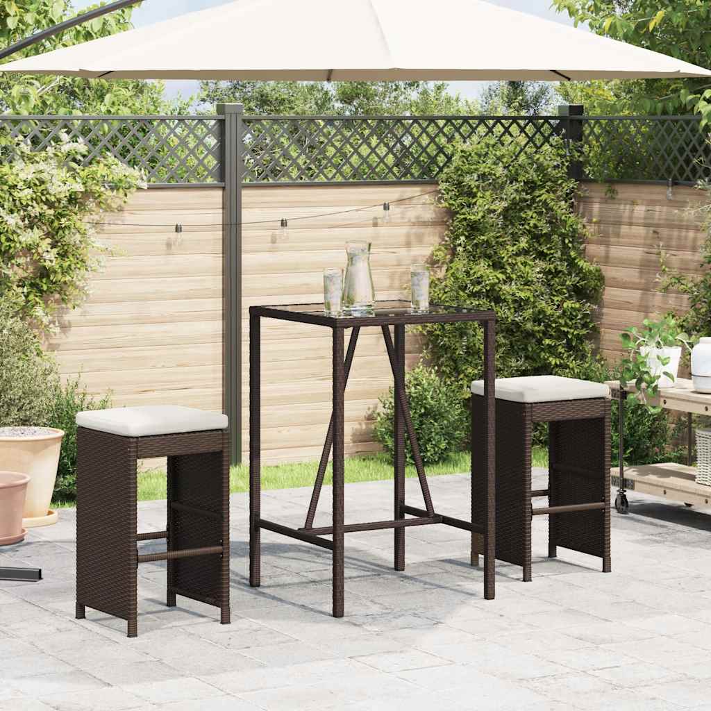Sgabelli da Bar con Cuscini 2 pz Marroni in Polyrattan | homemem39