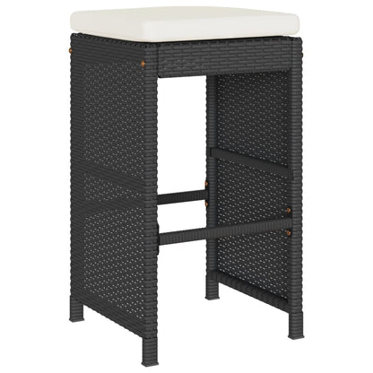 Sgabelli da Bar con Cuscini 2 pz Neri in Polyrattan - homemem39
