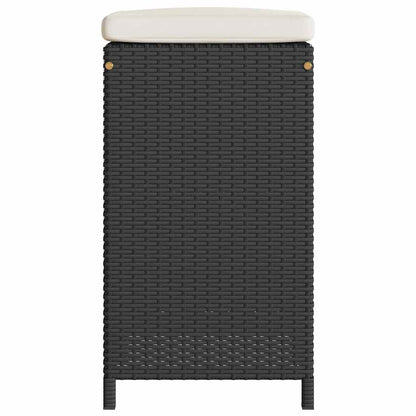 Sgabelli da Bar con Cuscini 2 pz Neri in Polyrattan - homemem39