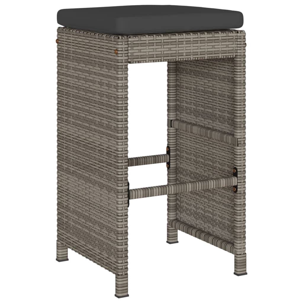 Sgabelli da Bar con Cuscini 2 pz Grigi in Polyrattan | homemem39