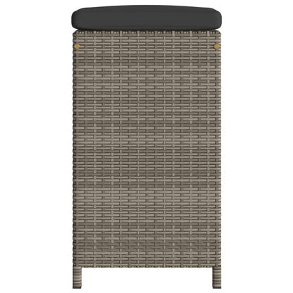 Sgabelli da Bar con Cuscini 2 pz Grigi in Polyrattan | homemem39