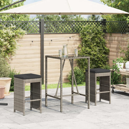 Sgabelli da Bar con Cuscini 2 pz Grigi in Polyrattan | homemem39