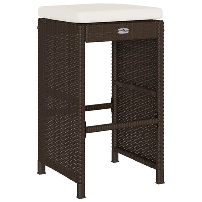 Sgabelli Bar da Giardino con Cuscini 4 pz Marroni in Polyrattan - homemem39