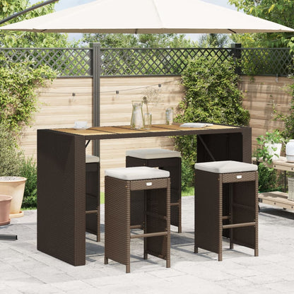 Sgabelli Bar da Giardino con Cuscini 4 pz Marroni in Polyrattan | homemem39