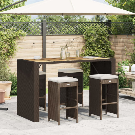 Sgabelli Bar da Giardino con Cuscini 4 pz Marroni in Polyrattan | homemem39