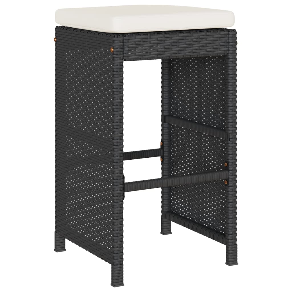 Sgabelli da Bar con Cuscini 4 pz Neri in Polyrattan - homemem39