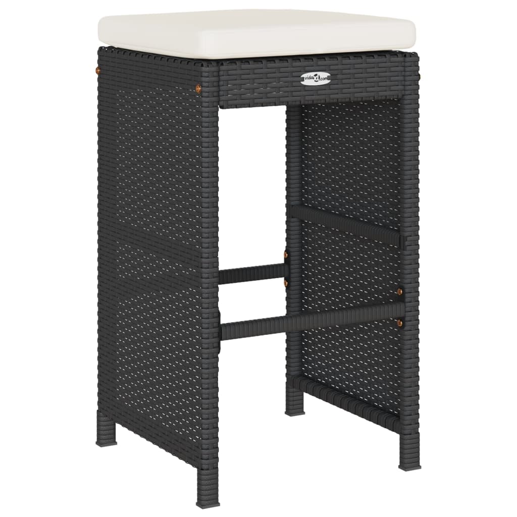 Sgabelli da Bar con Cuscini 4 pz Neri in Polyrattan | homemem39